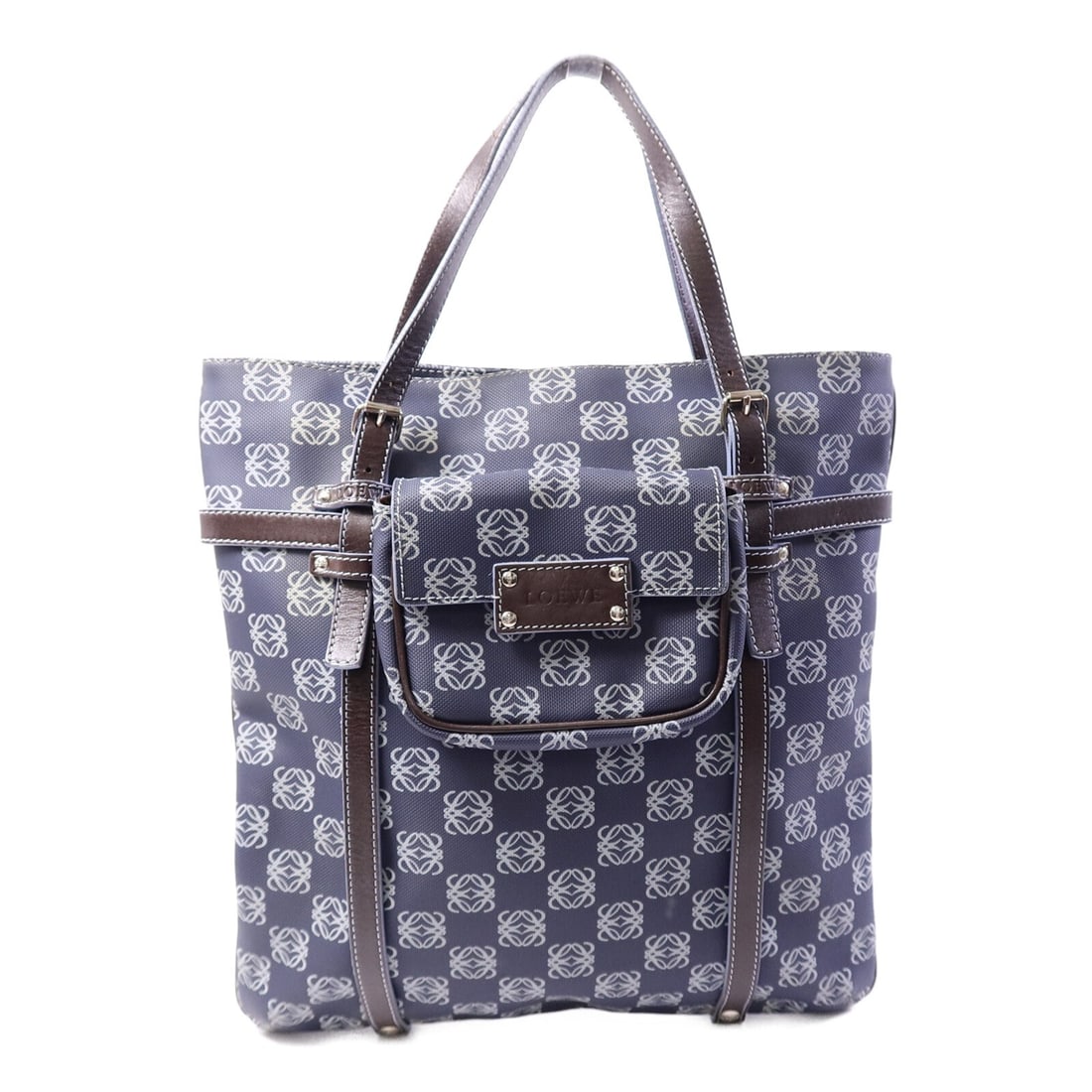 LOEWE Anagram Blue Canvas Shoulder Bag for Women: LOEWE Anagram Blue Canvas Shoulder Bag for Women LOEWE SHW Anagram Shoulder Bag in blue canvas, designed for women and made in Spain. It features a magnetic pocket and one inside zip pocket. Included 