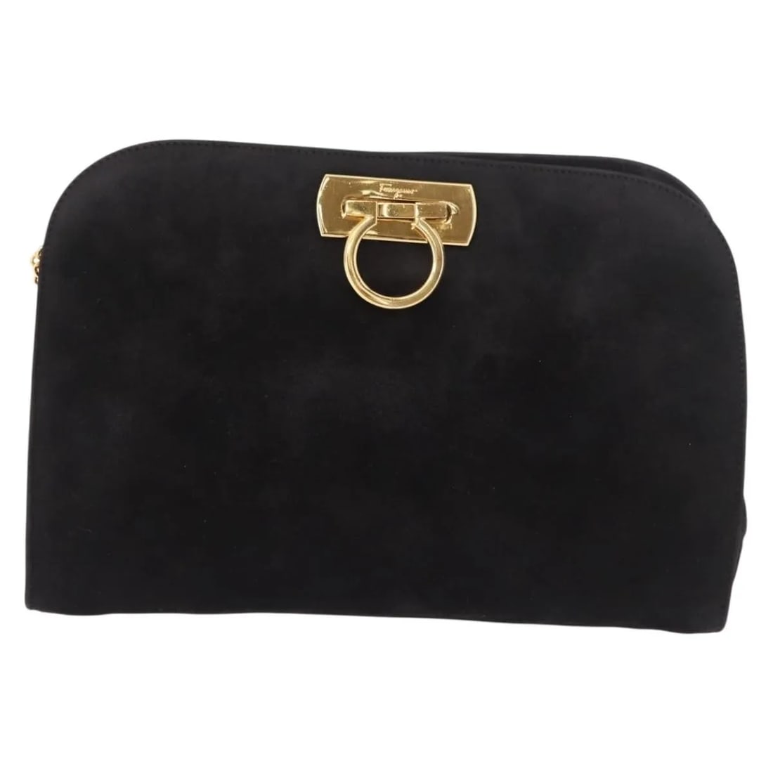 Black Suede Shoulder Bag Salvatore Ferragamo Gancini Chain: Black Suede Shoulder Bag Salvatore Ferragamo Gancini Chain Salvatore Ferragamo Gancini Chain bag in black suede, made in Italy. Designed for women, this model features the Gancini Chain style and meas