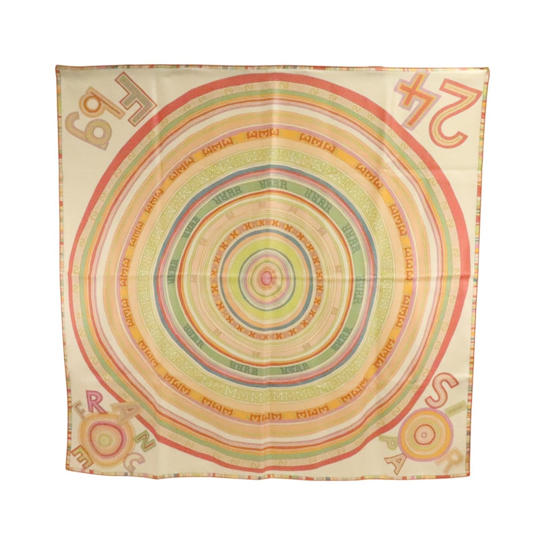 Hermes Silk Scarf 90cm x 90cm Pink Green Multicolor: Hermes Silk Scarf 90cm x 90cm Pink Green Multicolor Hermes 90 x 90 cm silk scarf in pink, green, and multicolor. The item is in AB Very Good condition and has no accessories included. Specifications B