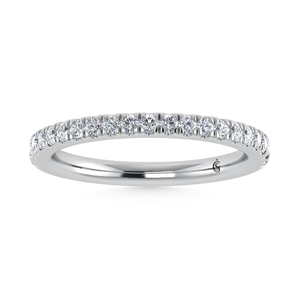 14K White Gold Lab Grown Diamond 1/2 Ct.Tw. Wedding Band: 14K White Gold Lab Grown Diamond 1/2 Ct.Tw. Wedding Band Exude timeless elegance with this 14K White Gold Wedding Band, featuring 1/2 Ct.Tw. of radiant lab-grown diamonds. The polished white gold sett