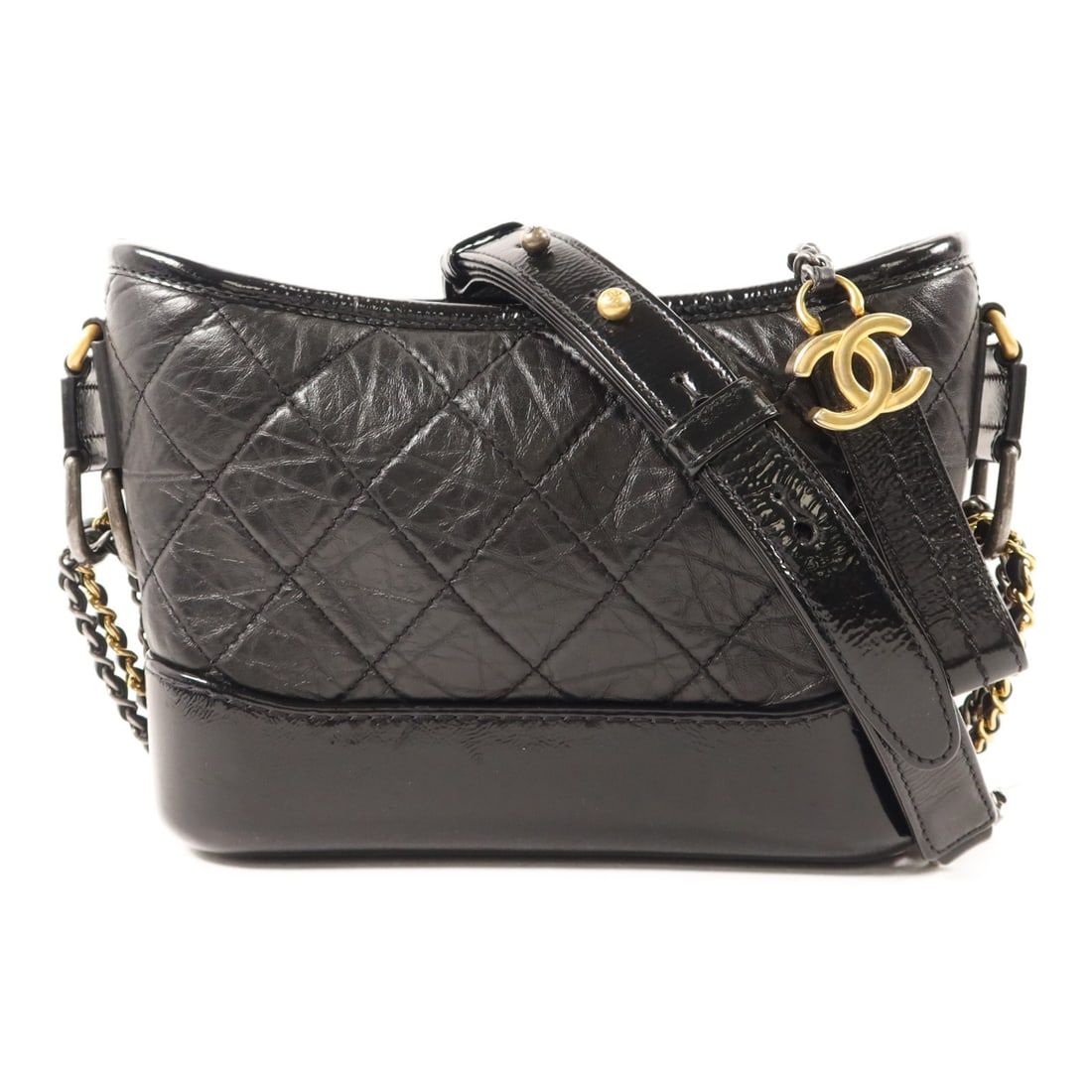 CHANEL Gabrielle A91810 Small Black Calfskin Chain Shoulder Bag: CHANEL Gabrielle A91810 Small Black Calfskin Chain Shoulder Bag CHANEL CC Gabrielle Small Chain Shoulder Bag, model A91810, in black calfskin (cowhide) leather. This women's shoulder bag is made in Fr