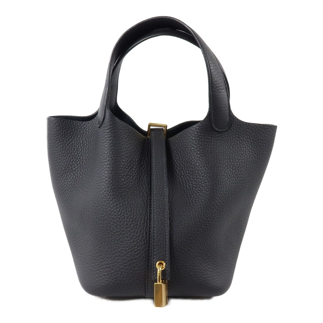 Hermes Picotin PM Clemence Calfskin Tote Bleu Nuit: Hermes Picotin PM Clemence Calfskin Tote Bleu Nuit A Hermes Picotin PM tote bag in Bleu Nuit navy, crafted from Taurillon Clemence and calfskin (cowhide). Made in France, this women's regular-size bag