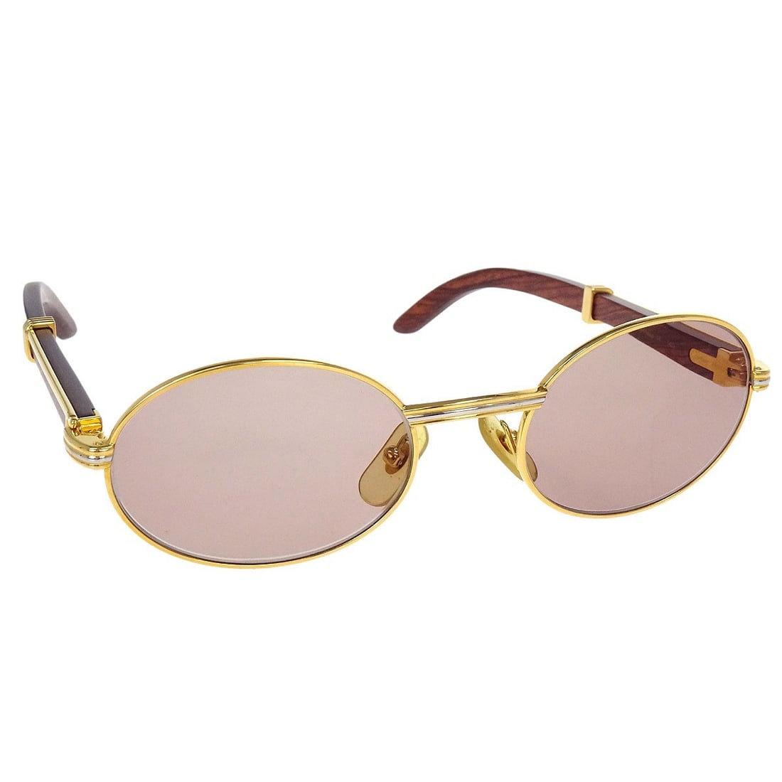 Cartier CC Logos Brown Women's Sunglasses 140 mm France: Cartier CC Logos Brown Women's Sunglasses 140 mm France Cartier sunglasses in brown with a women's department design. The frame and lens materials are acrylic, and the lens color is brown. The model i