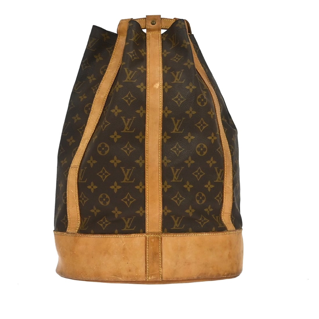 Louis Vuitton Randonnee GM Monogram Drawstring Shoulder Bag M42244: Louis Vuitton Randonnee GM Monogram Drawstring Shoulder Bag M42244 Vintage Louis Vuitton Randonnee GM drawstring shoulder bag in Monogram canvas and leather. It features a drawstring closure, adjustab