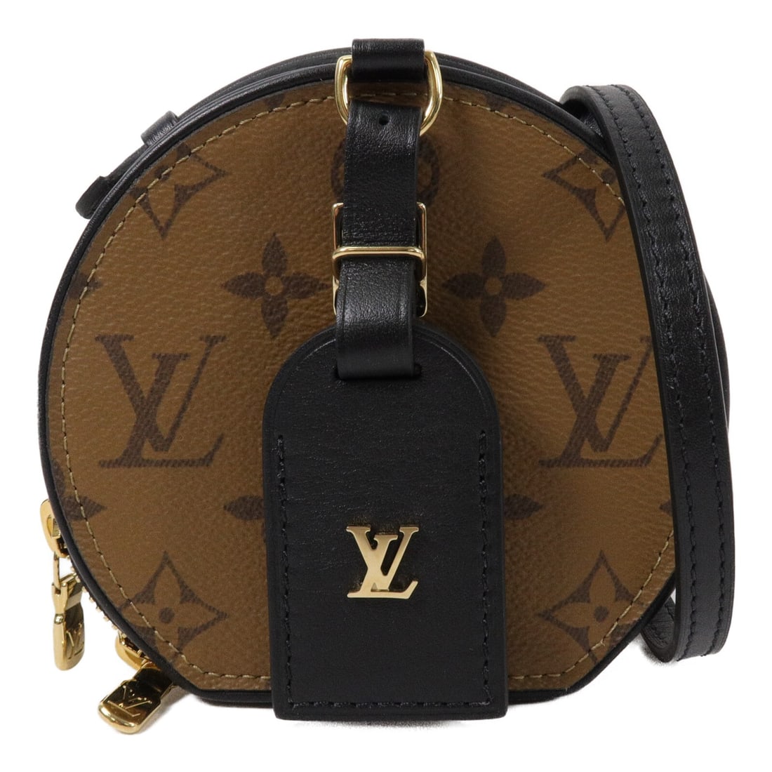 Louis Vuitton Mini Boite Chapeau Monogram Reverse Shoulder Bag M68276: Louis Vuitton Mini Boite Chapeau Monogram Reverse Shoulder Bag M68276 A Louis Vuitton Mini Boite Chapeau shoulder bag in brown, model M68276, featuring Monogram Reverse and PVC coated canvas. It comes