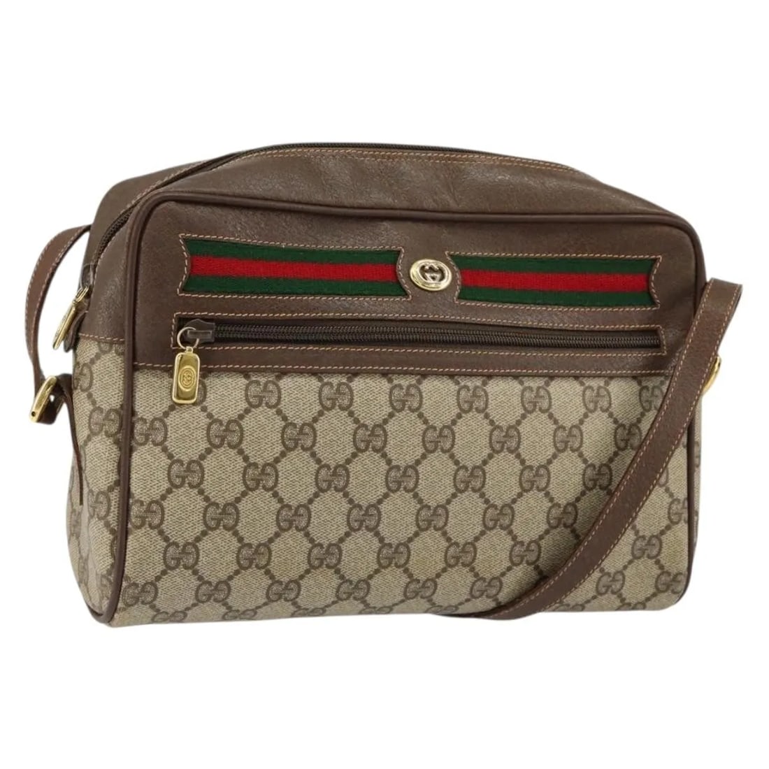 Gucci Vintage Ophidia Shoulder Bag Beige GG Canvas PVC: Gucci Vintage Ophidia Shoulder Bag Beige GG Canvas PVC This vintage Gucci Ophidia shoulder bag features the iconic GG canvas in beige with PVC material. Designed for women, it presents a classic and e