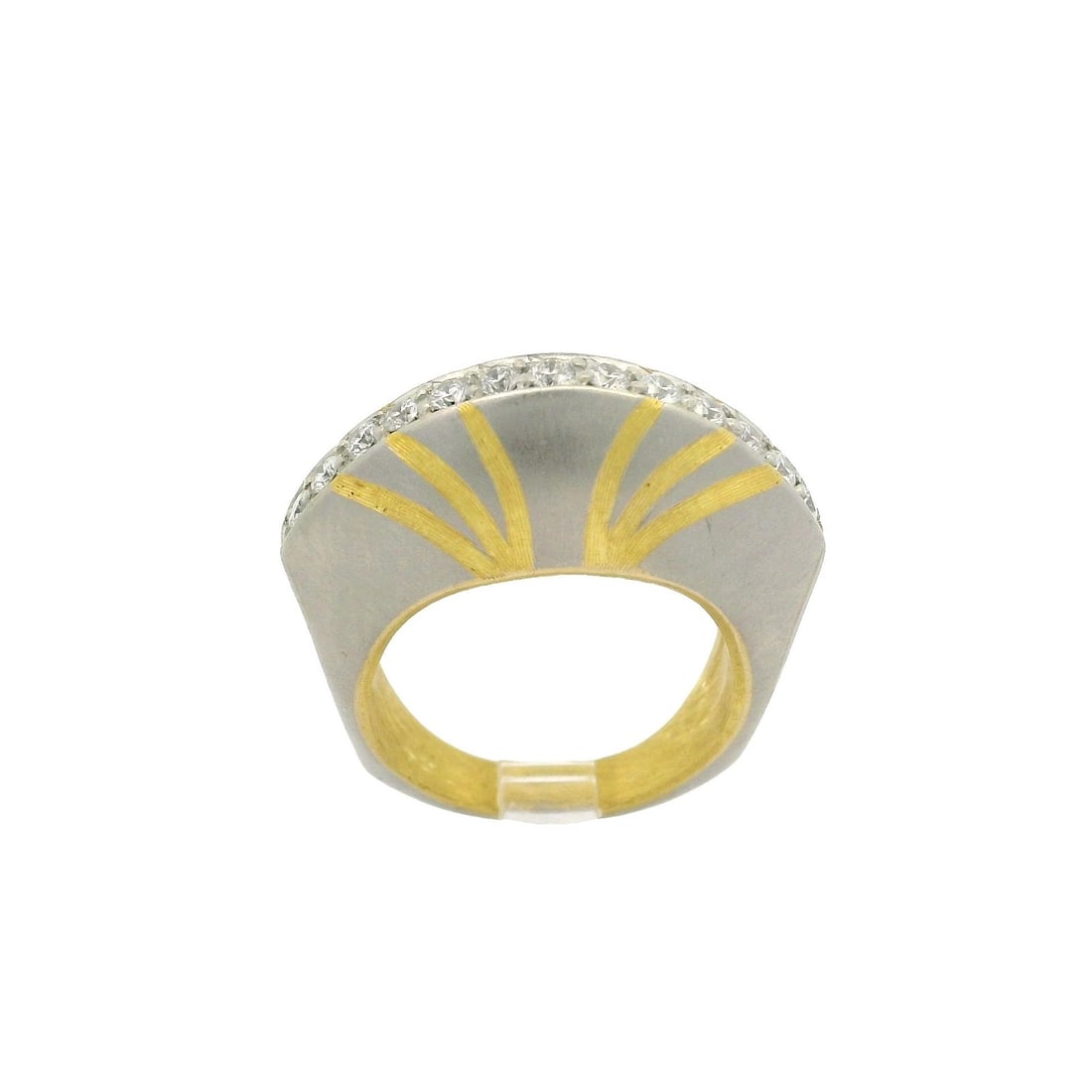 Zoltan David 22k Gold & Platinum Diamond Band Ring 0.35ctw: Zoltan David 22k Gold & Platinum Diamond Band Ring 0.35ctw This elegant cocktail ring showcases a stunning combination of solid platinum and 22k yellow gold, adorned with 13 round brilliant cut natura
