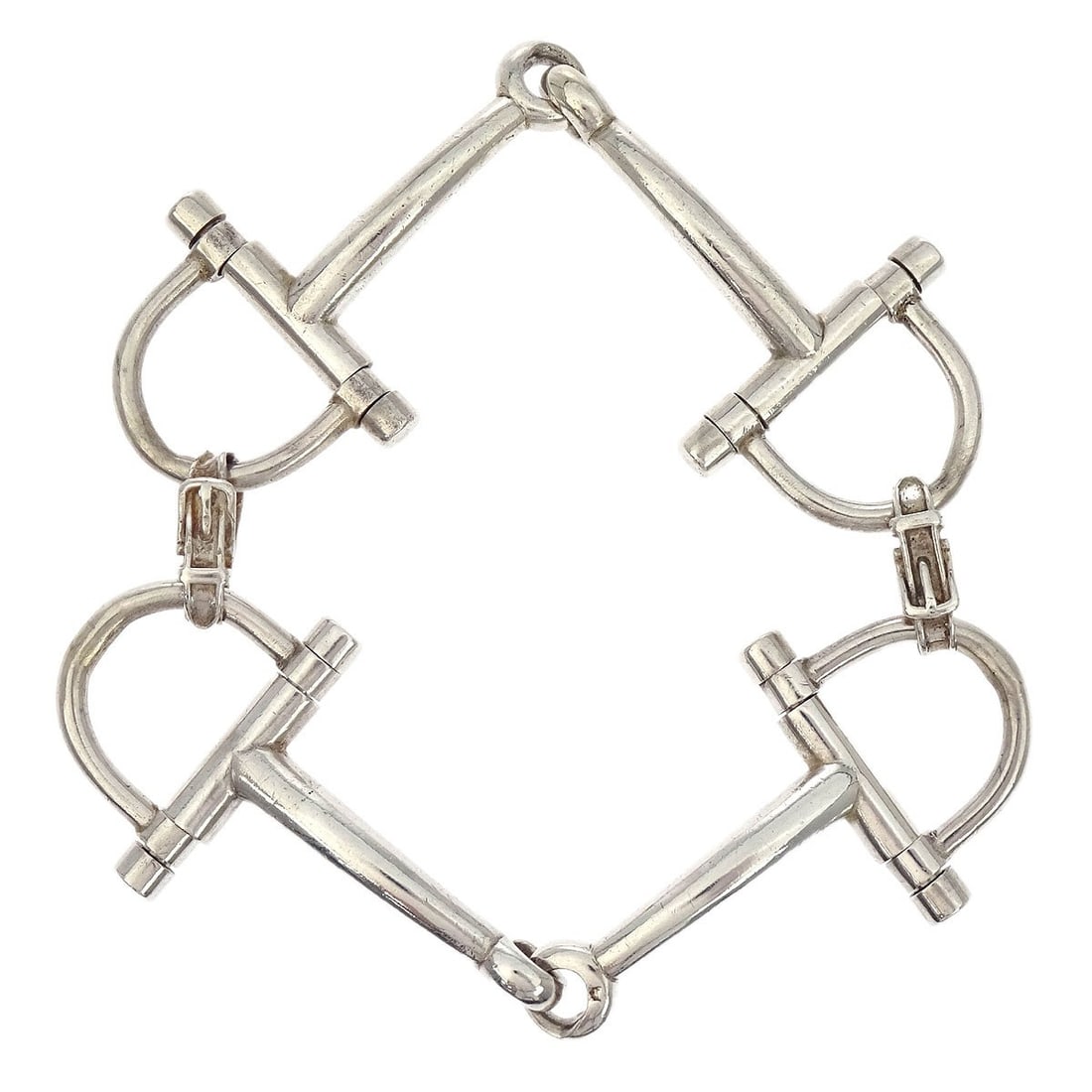 HERMES Horsebit Chain Bracelet in 925 Silver: HERMES Horsebit Chain Bracelet in 925 Silver Vintage Hermes horsebit chain bracelet in sterling silver with a silver-tone finish. This bracelet is made in France and features the classic horsebit-insp