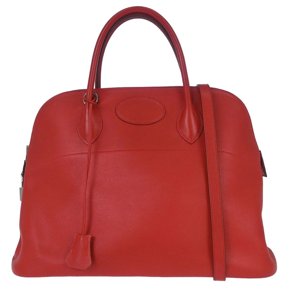Hermes Bolide 35 Swift Leather Top Handle Bag with Strap: Hermes Bolide 35 Swift Leather Top Handle Bag with Strap Hermes Bolide 35 2-way handbag in vermilion Swift leather with double handles, zip closure, leather lining, inner pocket, and a detachable shou