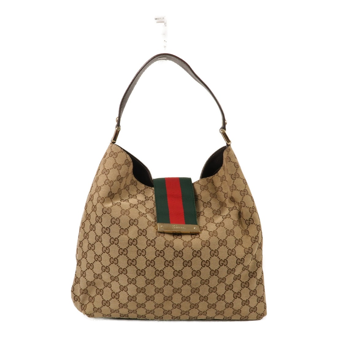 Gucci 211933 GG Canvas Hobo Shoulder Bag Brown Web Stripe: Gucci 211933 GG Canvas Hobo Shoulder Bag Brown Web Stripe A Gucci GG Web hobo shoulder bag, model 211933, in brown GG canvas. It features a magnetic pocket, one open inside pocket, and one inside zip 