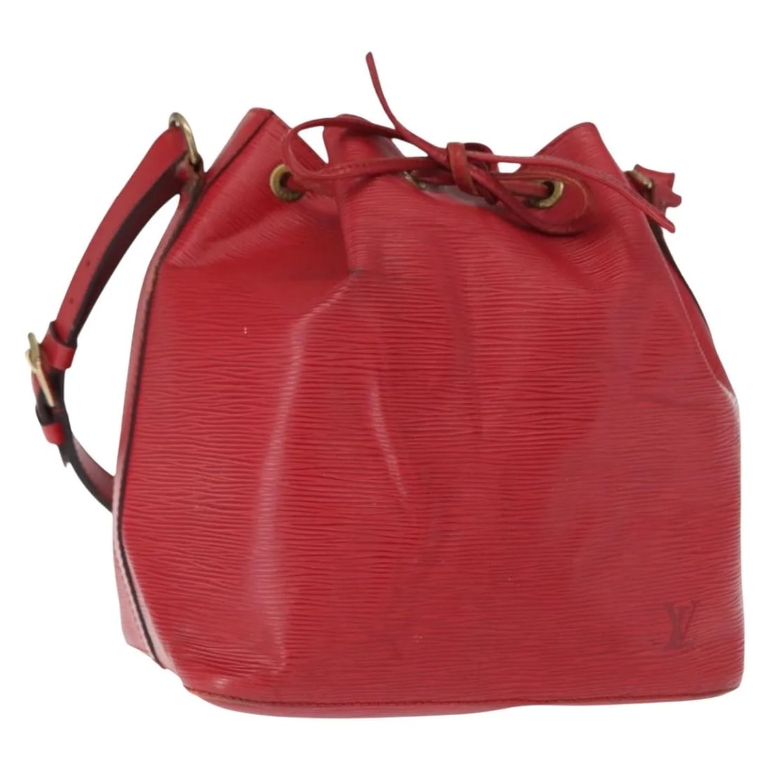 Louis Vuitton Petit Noe Red Epi Leather Shoulder Bag: Louis Vuitton Petit Noe Red Epi Leather Shoulder Bag The Louis Vuitton Petit Noe handbag crafted from red Epi leather offers a classic design tailored for women. This handbag features a shoulder strap