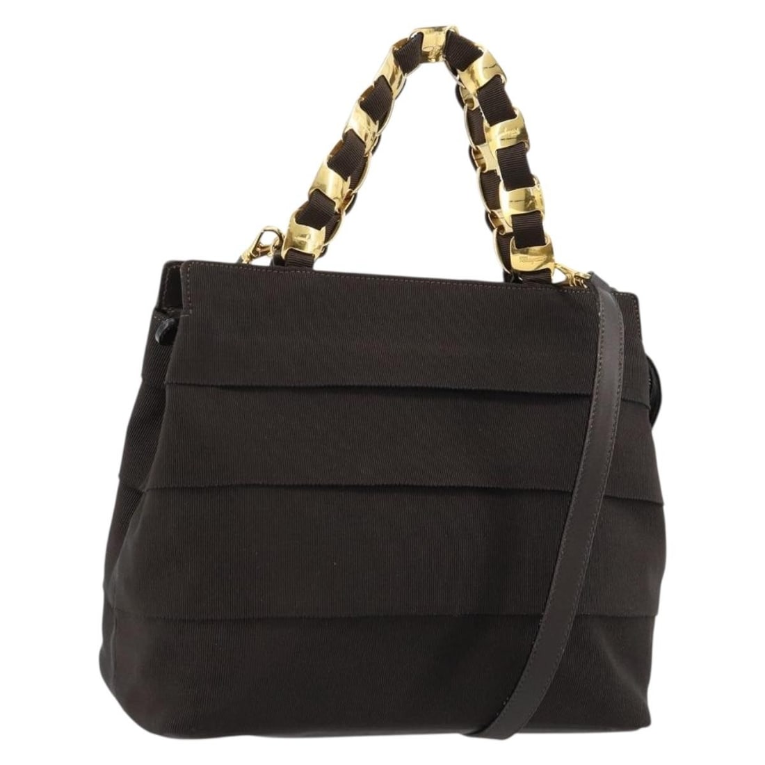 Salvatore Ferragamo Vala 2way Brown Leather Handbag with Shoulder Strap: Salvatore Ferragamo Vala 2way Brown Leather Handbag with Shoulder Strap Salvatore Ferragamo Vala 2-way handbag in brown leather with gold-tone accents. Designed for women, this Italian-made bag includ