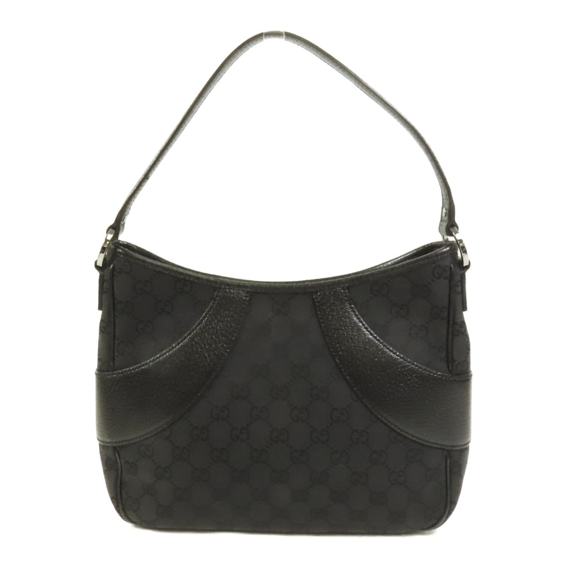 GUCCI 113012 GG Canvas Hobo Bag Black: GUCCI 113012 GG Canvas Hobo Bag Black Gucci GG Canvas Hobo Handbag in black GG canvas. This hobo-style handbag features a magnetic pocket, one inside zip pocket, and comes with a storage bag. Conditio