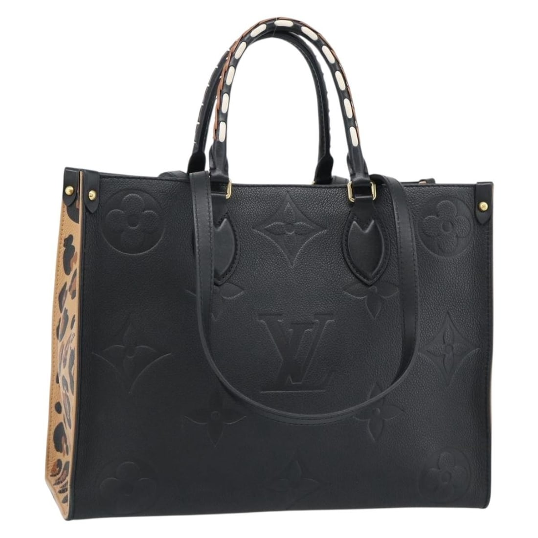 Louis Vuitton M58522 OnTheGo MM Wild At Heart Empreinte Leather Tote: Louis Vuitton M58522 OnTheGo MM Wild At Heart Empreinte Leather Tote Louis Vuitton Empreinte Wild At Heart On The Go MM tote bag in black Monogram Empreinte leather. The bag is made in France and come