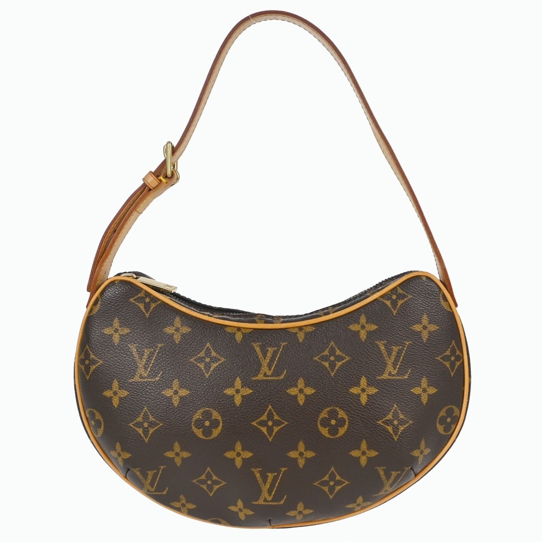 Louis Vuitton Croissant PM Monogram Canvas Hobo Bag M51510: Louis Vuitton Croissant PM Monogram Canvas Hobo Bag M51510 Louis Vuitton Croissant PM handbag in brown Monogram canvas with leather trim and an Alcantara lining. This small hobo-style bag features a z