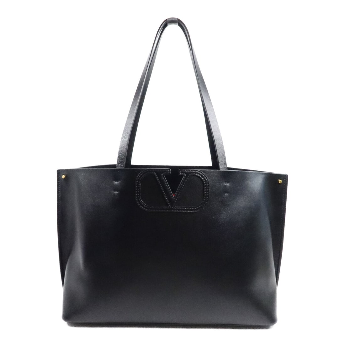 Valentino Fillme V Logo Tote Bag Black Calfskin 3W5B0F95VTA: Valentino Fillme V Logo Tote Bag Black Calfskin 3W5B0F95VTA This Valentino tote bag is crafted in black calfskin (cowhide) and features the V Logo Fillme design. It is a women's regular-size tote with
