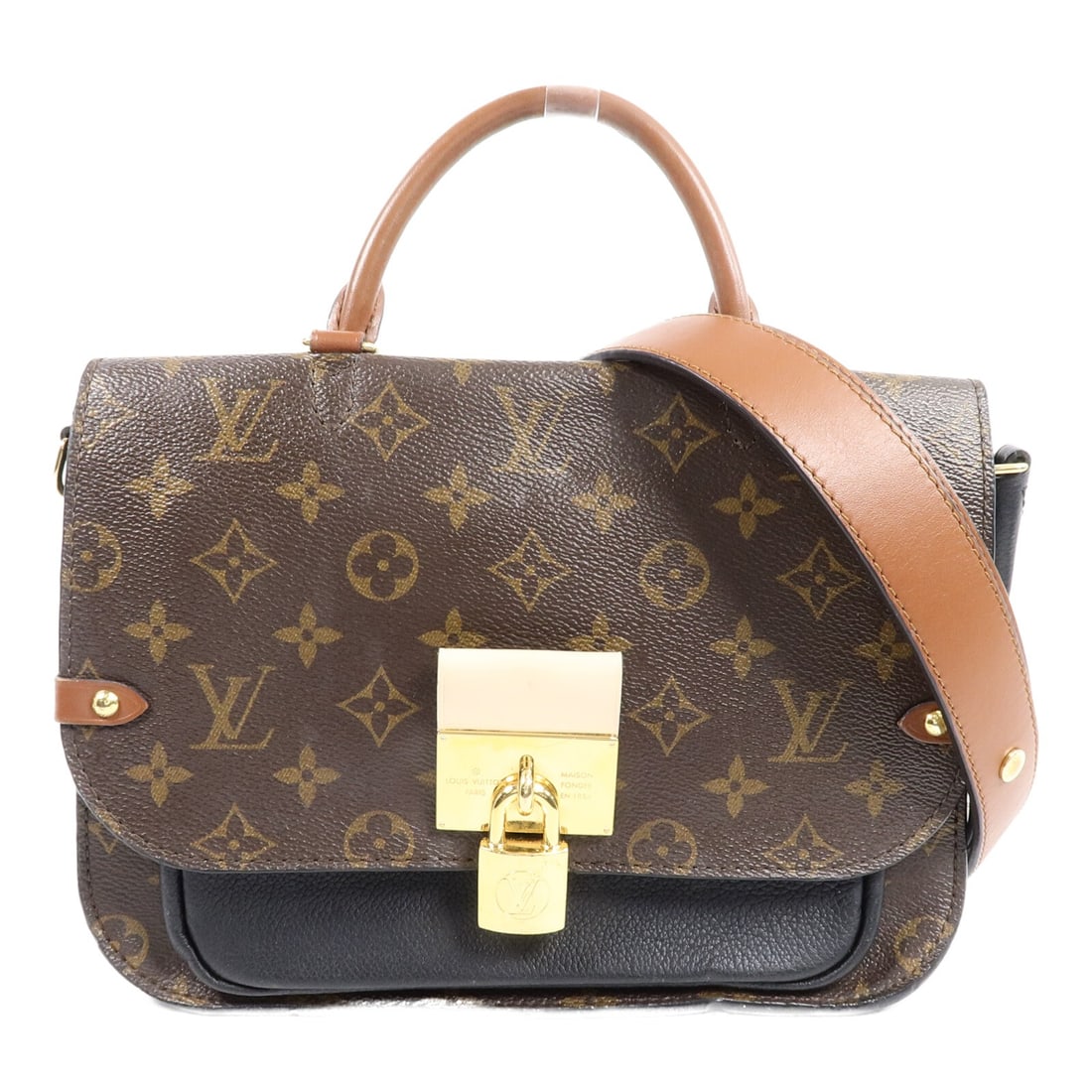 Louis Vuitton M44354 Vanguard 2 Way Monogram Shoulder Bag Brown Black: Louis Vuitton M44354 Vanguard 2 Way Monogram Shoulder Bag Brown Black Louis Vuitton Vanguard 2 Way Shoulder Bag, model M44354, in Brown/Black/Cream. It is made from Monogram and PVC coated canvas and 