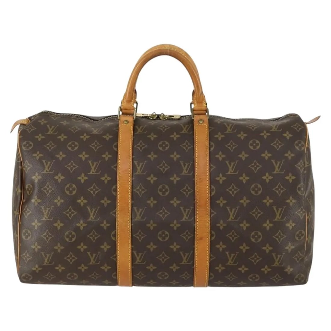 Louis Vuitton Keepall Canvas Travel Bag 50cm x 25cm x 22cm: Louis Vuitton Keepall Canvas Travel Bag 50cm x 25cm x 22cm This Louis Vuitton Keepall Bag features the iconic monogram canvas in brown. Designed for unisex use, the bag is crafted from durable canvas 