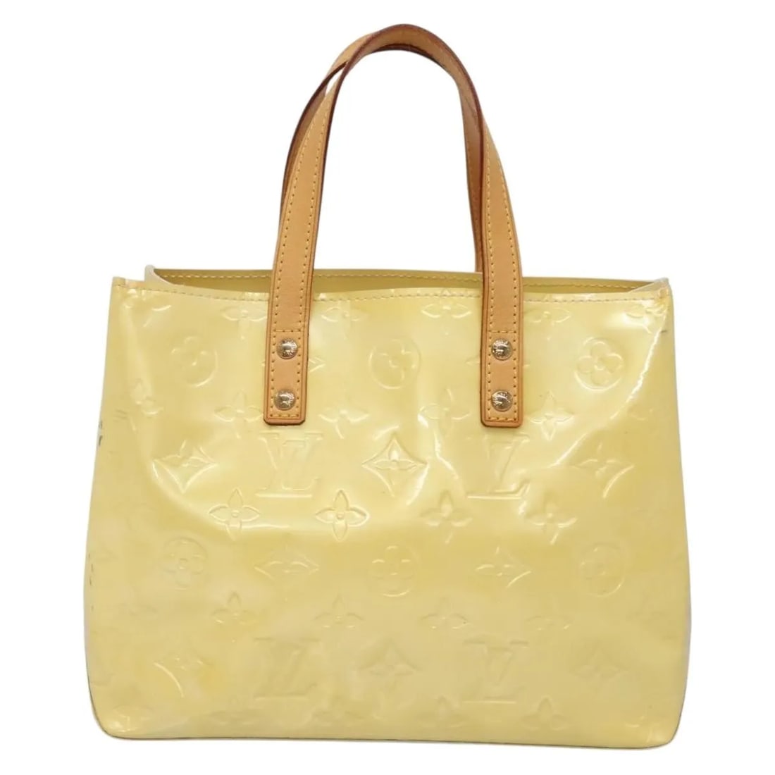 Louis Vuitton Reade Patent Leather Handbag in Ecru: Louis Vuitton Reade Patent Leather Handbag in Ecru This Louis Vuitton Reade handbag for women features the iconic Monogram Vernis patent leather in an ecru color. It measures 23cm by 18cm by 9.5cm and