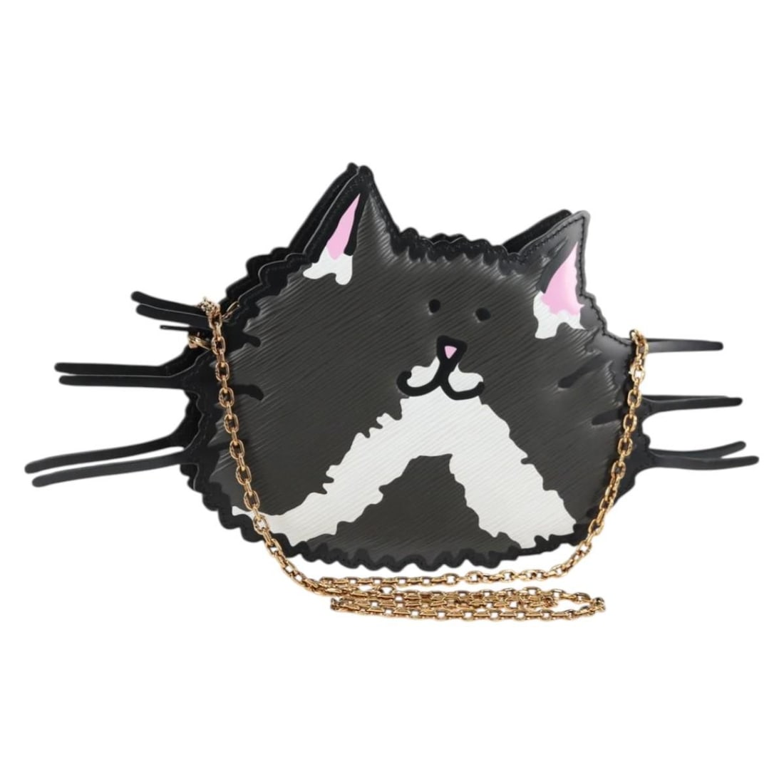 Louis Vuitton Cat Face Pochette Gray Epi Leather Shoulder Bag: Louis Vuitton Cat Face Pochette Gray Epi Leather Shoulder Bag This Louis Vuitton Epi Monogram Cat Face pochette is presented in gray Epi leather with a shoulder bag style. It comes with a dust bag and