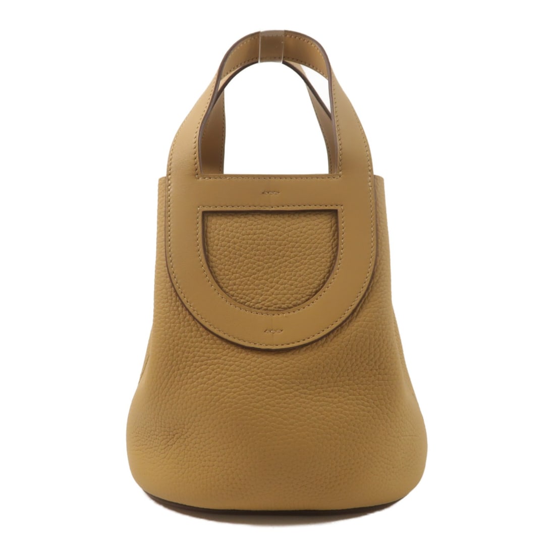 Hermes In The Loop 18 Taurillon Clemence Leather Handbag Biscuit: Hermes In The Loop 18 Taurillon Clemence Leather Handbag Biscuit Hermes In The Loop 18 handbag in Biscuit and Brown, crafted from Taurillon Clemence leather and calfskin (cowhide). It features a singl