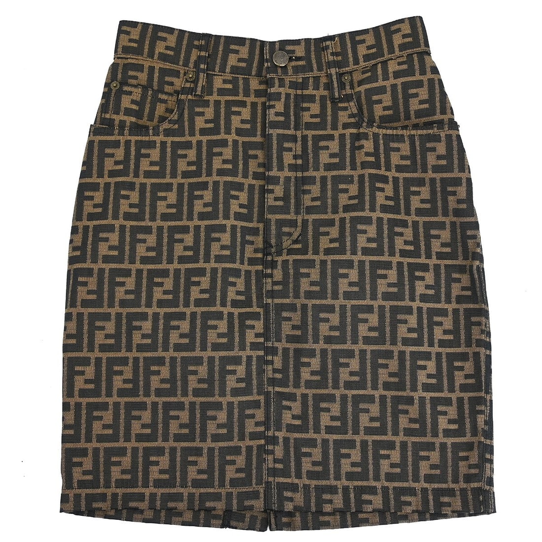 Womens A Line Knee Length Skirt Fendi Zucca Brown Black Size 42: Womens A Line Knee Length Skirt Fendi Zucca Brown Black Size 42 Vintage Fendi Zucca knee-length A-line skirt in brown and black. Made in Italy, this women's regular-size skirt features a zip closure a