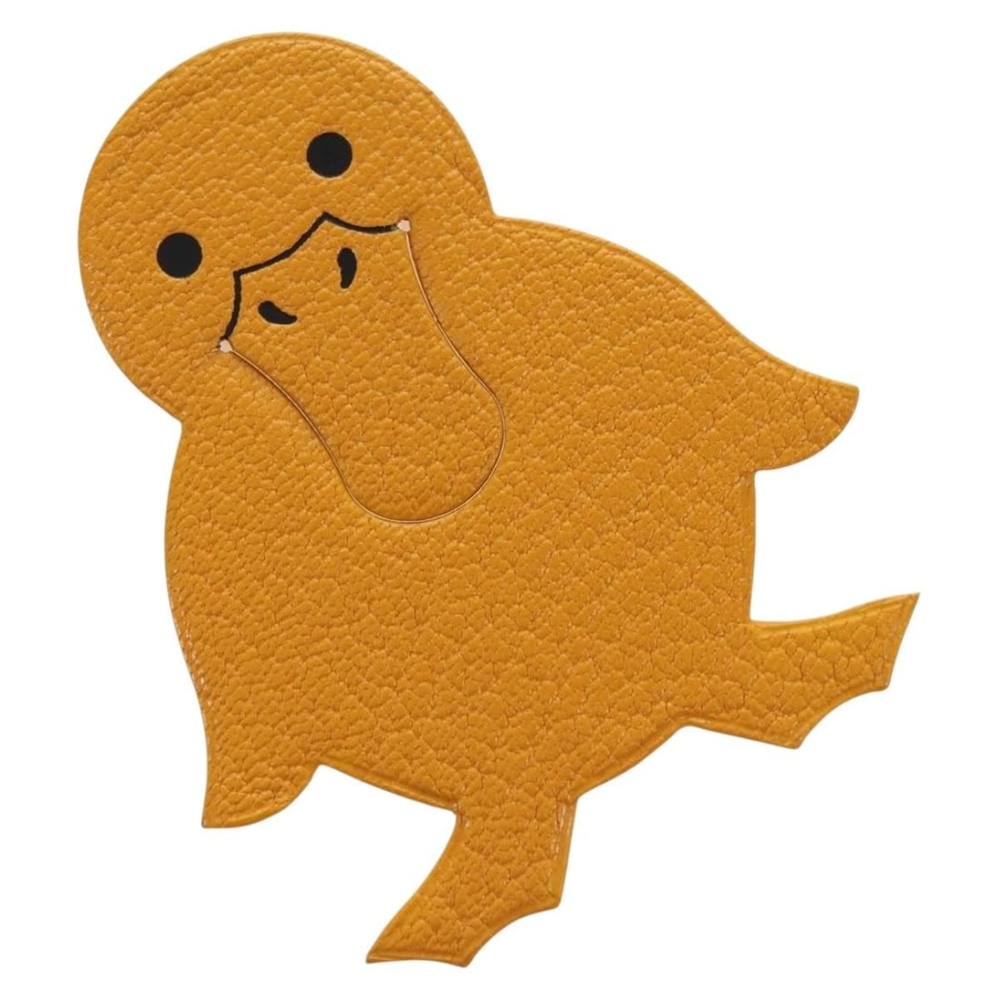 HERMES Yellow Leather Duck Pika Bookmark: HERMES Yellow Leather Duck Pika Bookmark This Hermes Duck Pika Bookmark is crafted from yellow leather and designed for use as a stylish and functional bookmark. Made in France, it features a compact 