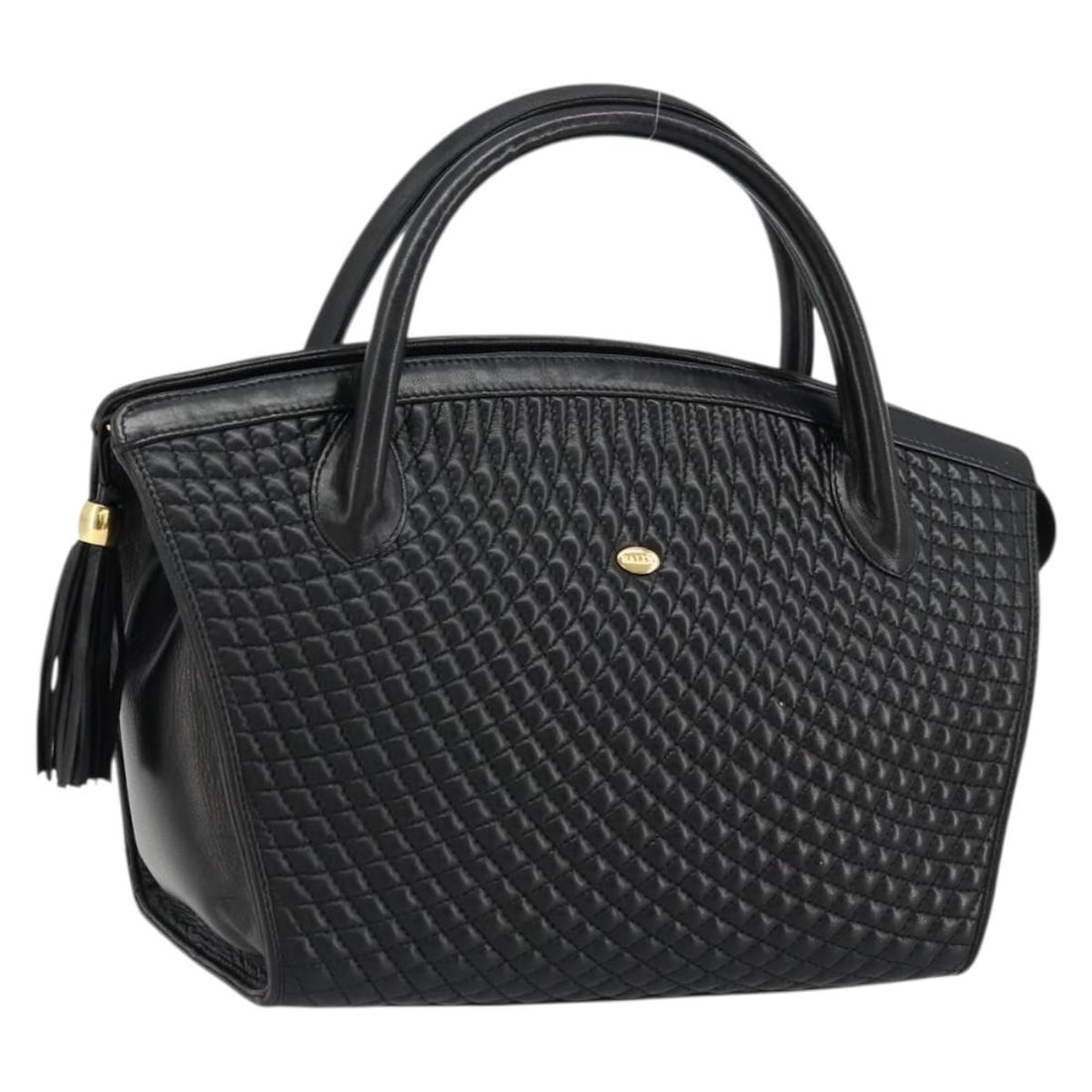 BALLY Black Gold Leather Quilted Women Handbag Italy (1 of 18)