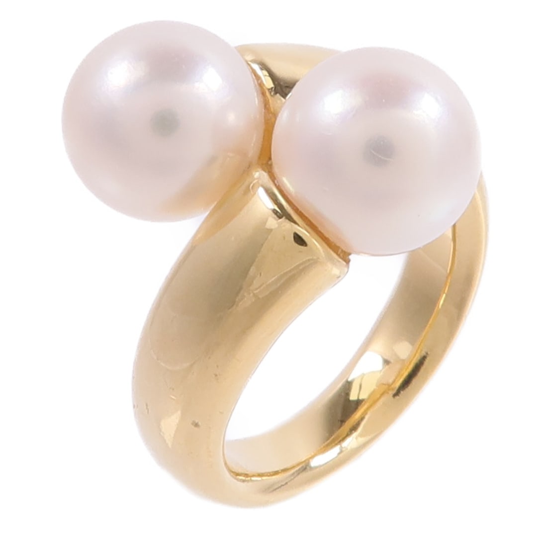 18K Yellow Gold Pearl Ring White US Size 4: 18K Yellow Gold Pearl Ring White US Size 4 Pearl ring in 18K yellow gold with a white pearl. The ring is size US 4 and has a ring width of 4-5 mm. It features a 9 mm x 9 mm motif and weighs 10.7 g. Co