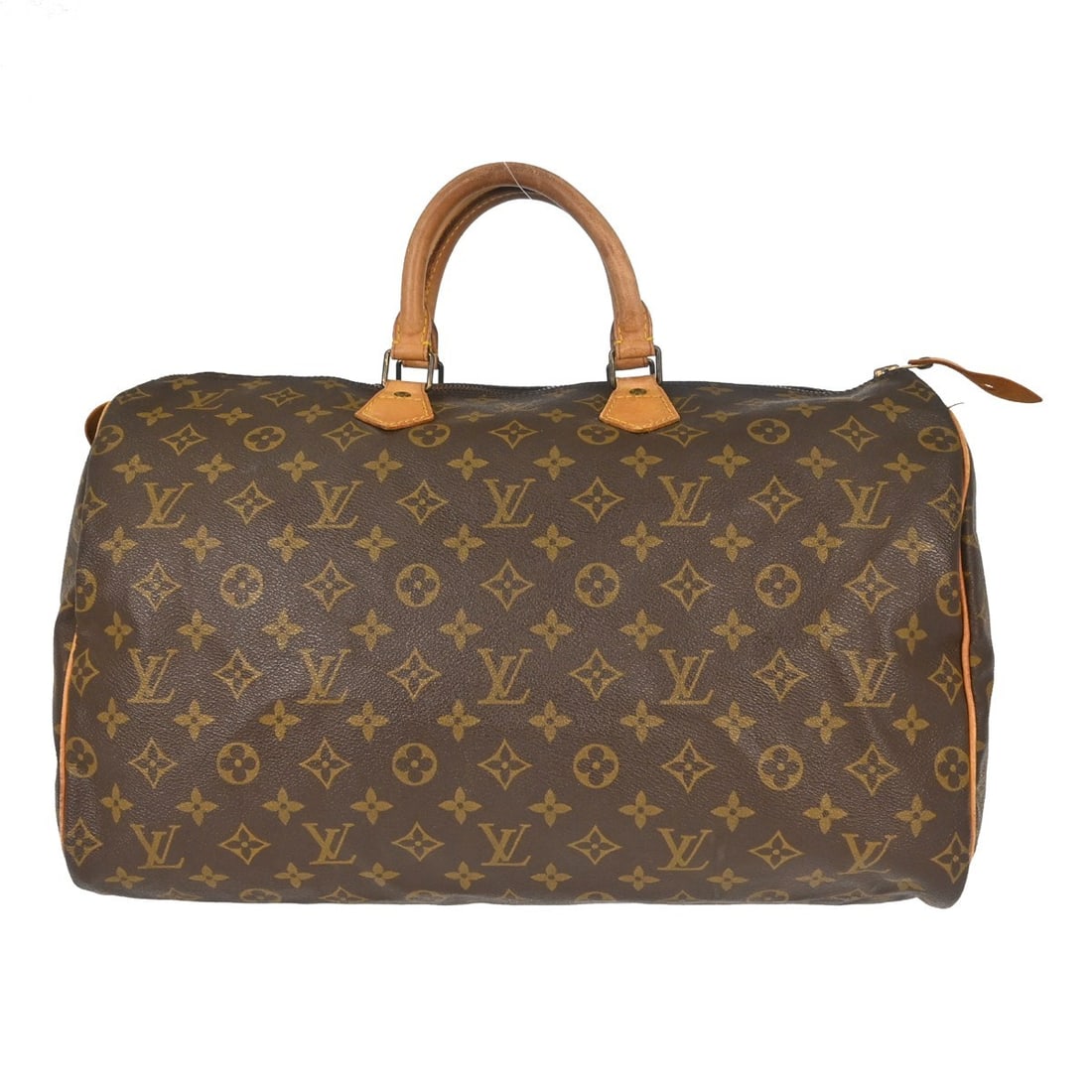Louis Vuitton Speedy 40 Monogram Canvas Duffle Bag M41522: Louis Vuitton Speedy 40 Monogram Canvas Duffle Bag M41522 Vintage Louis Vuitton Speedy 40 duffle handbag in Monogram canvas and leather, made in France. It features a zip closure, double handles, a br