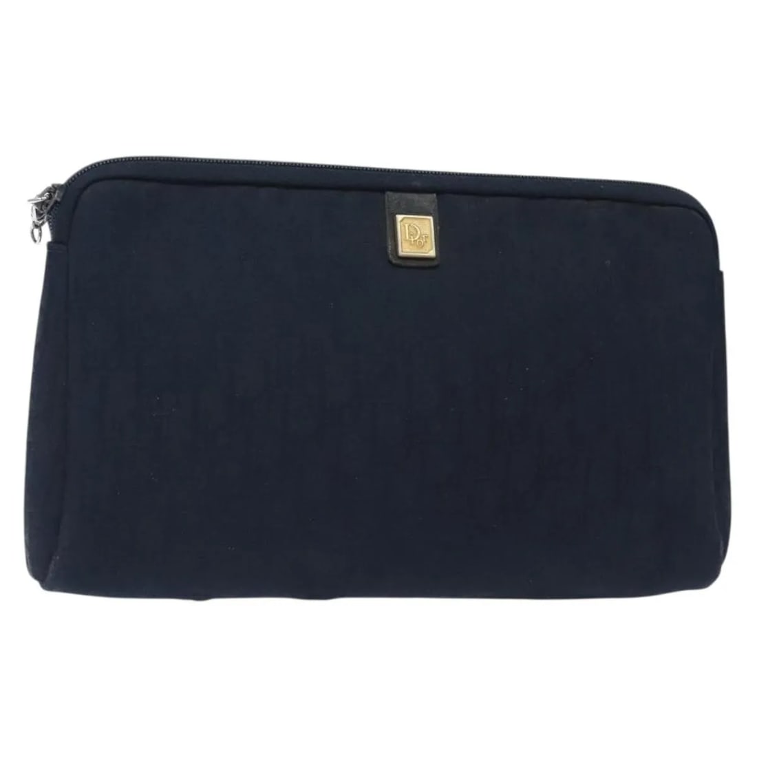 Dior Vintage Diorissimo Canvas Trotter Pouch in Navy: Dior Vintage Diorissimo Canvas Trotter Pouch in Navy This Christian Dior Vintage Trotter Pouch features the iconic Diorissimo canvas in navy, designed for female use. It shows signs of wear, including