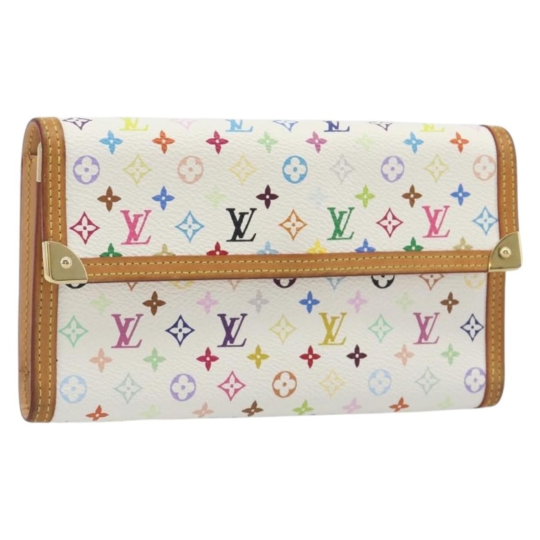 Louis Vuitton M92659 Porte Tresor International long wallet white Monogram Multicolor: Louis Vuitton M92659 Porte Tresor International long wallet white Monogram Multicolor Louis Vuitton Monogram Multicolor canvas long wallet in white, made in France. The wallet measures approximately 1