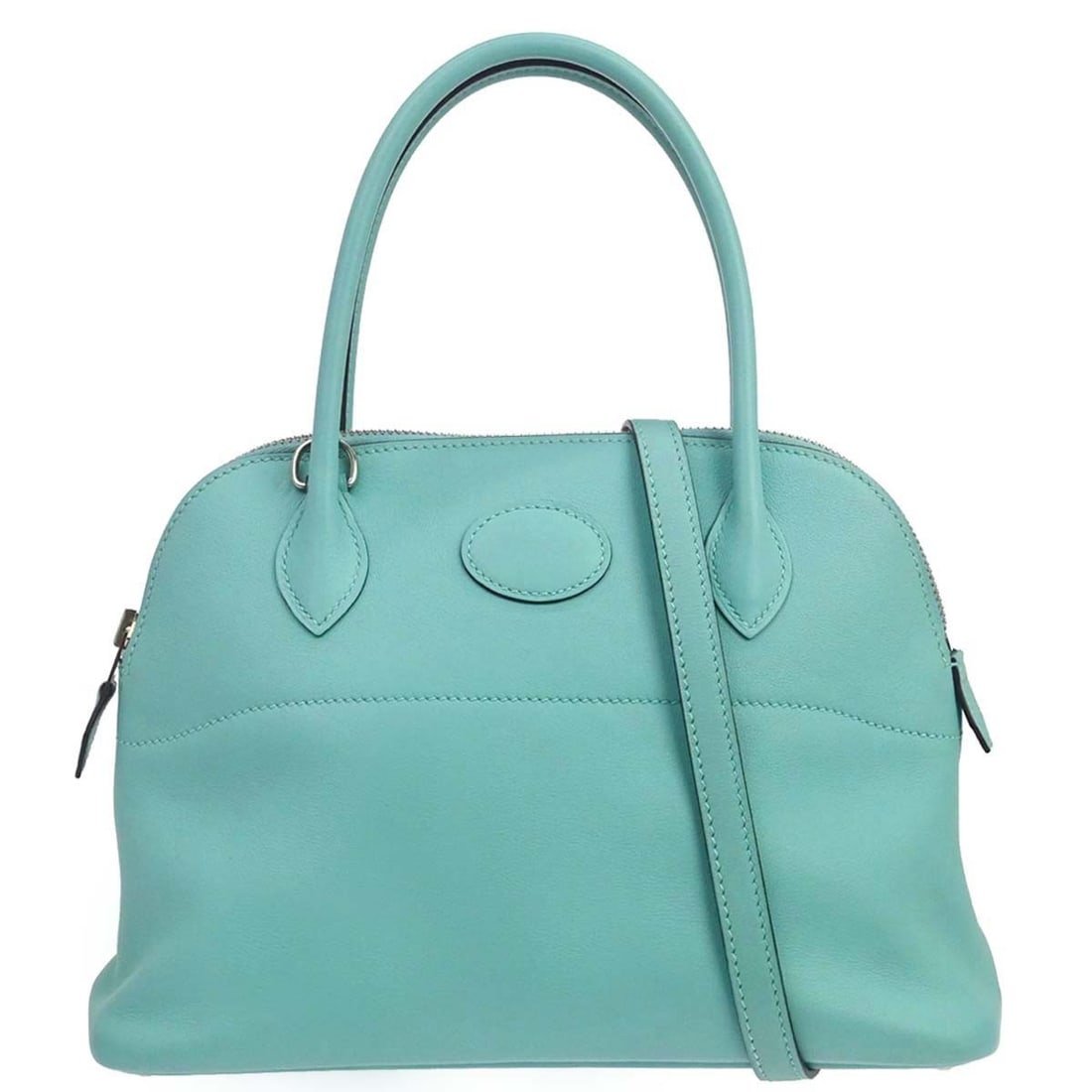 Hermes Bolide 27 Blue Atoll Swift Leather 2way Satchel: Hermes Bolide 27 Blue Atoll Swift Leather 2way Satchel Hermes Bolide 27 2way handbag in Blue Atoll Swift leather, made in France. It features a zip closure, double handles, a silver-tone hardware fini