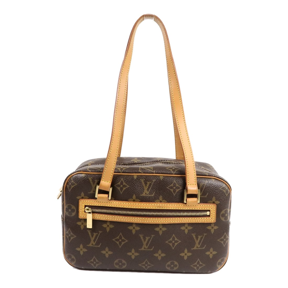 Louis Vuitton Cite MM Monogram Shoulder Bag M51182 Brown: Louis Vuitton Cite MM Monogram Shoulder Bag M51182 Brown Shoulder bag in brown monogram and PVC coated canvas, identified as the Cite MM model. It features gold-tone hardware, a fastener closure, and 
