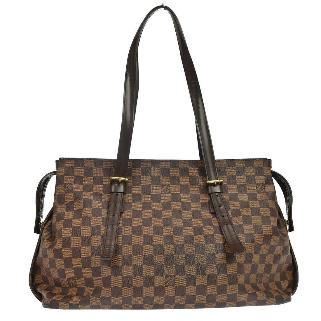 Louis Vuitton Chelsea Damier Canvas Tote Bag N51119 Brown: Louis Vuitton Chelsea Damier Canvas Tote Bag N51119 Brown Louis Vuitton Chelsea shoulder tote bag in Damier canvas and leather, designed in a large size with a zip closure and adjustable shoulder stra