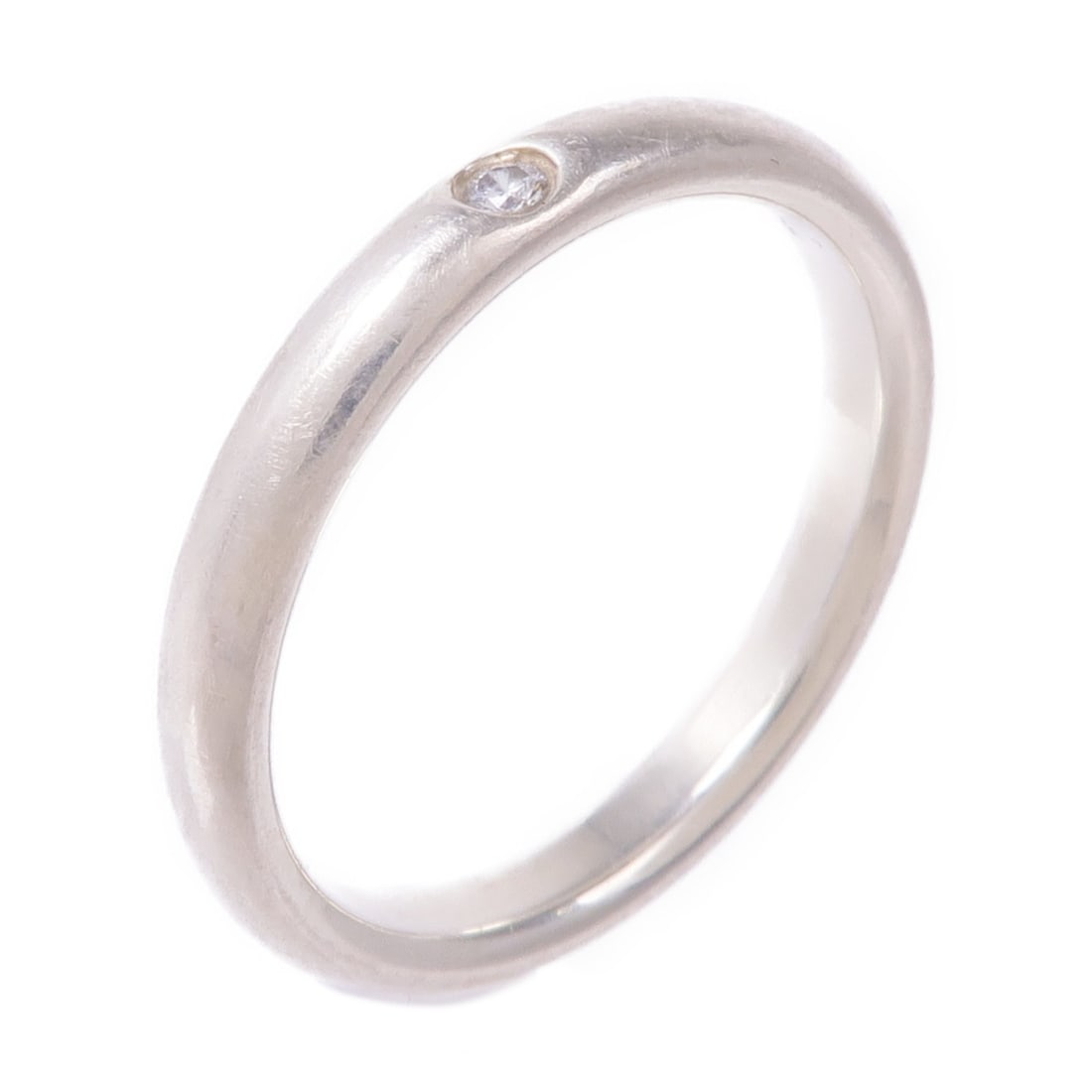 Tiffany Co Elsa Peretti Sterling Silver Diamond Band Ring Size 7: Tiffany Co Elsa Peretti Sterling Silver Diamond Band Ring Size 7 Elsa Peretti band ring by Tiffany & Co. in 925 sterling silver with a diamond accent. The ring is a US size 7 and has a 3 mm width. Con
