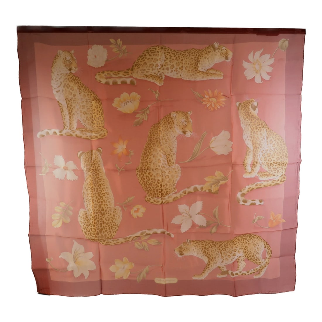 Red Silk Scarf Salvatore Ferragamo 86cm x 86cm: Red Silk Scarf Salvatore Ferragamo 86cm x 86cm A Salvatore Ferragamo silk scarf in red, presented in a square 86 cm x 86 cm size. It is described as being in very good AB condition and comes with no a