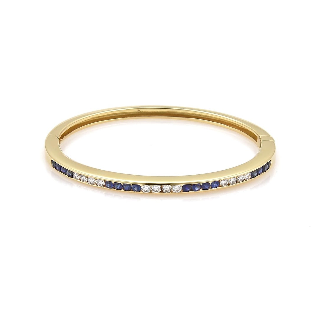 Tiffany & Co. 1.60ct Diamond Sapphire 18k Yellow Gold Bangle Bracelet: Tiffany & Co. 1.60ct Diamond Sapphire 18k Yellow Gold Bangle Bracelet This exquisite bangle bracelet from Tiffany & Co. showcases a stunning combination of elegance and craftsmanship. Made from 18k ye