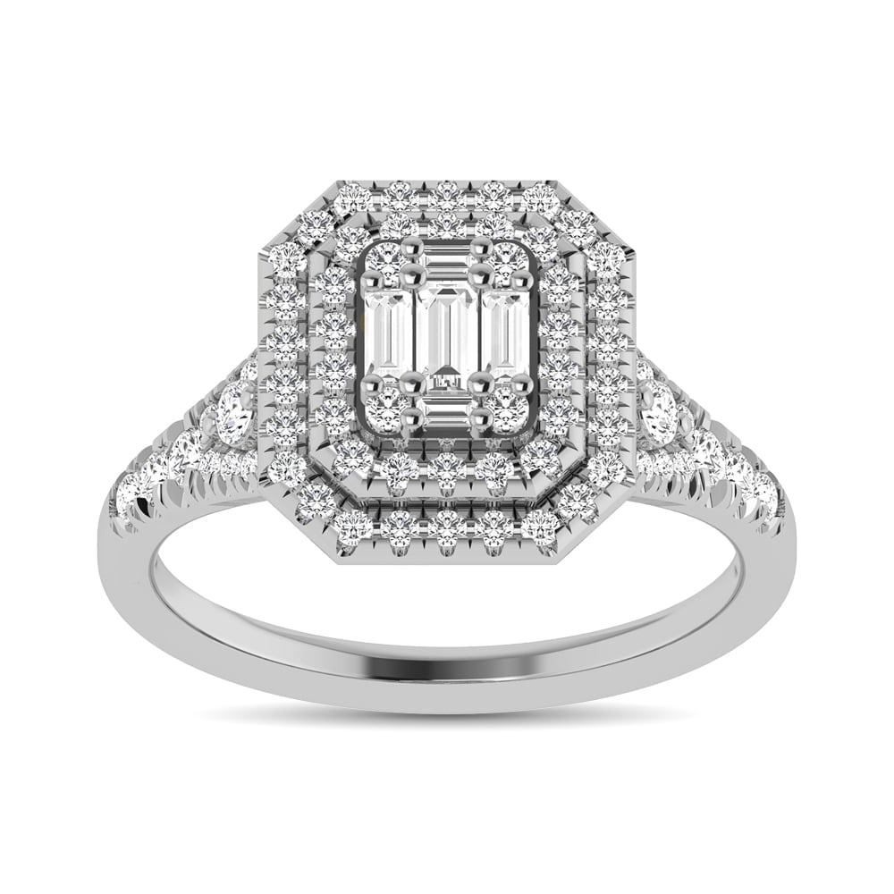 Diamond 3/4 Ct.Tw. Engagement Ring in 14K White Gold: Diamond 3/4 Ct.Tw. Engagement Ring in 14K White Gold 14k White Gold Stone Color: G-h Stone Clarity: I1 Each ring is presented in standard size 6.5. Complimentary resizing is available between sizes 51