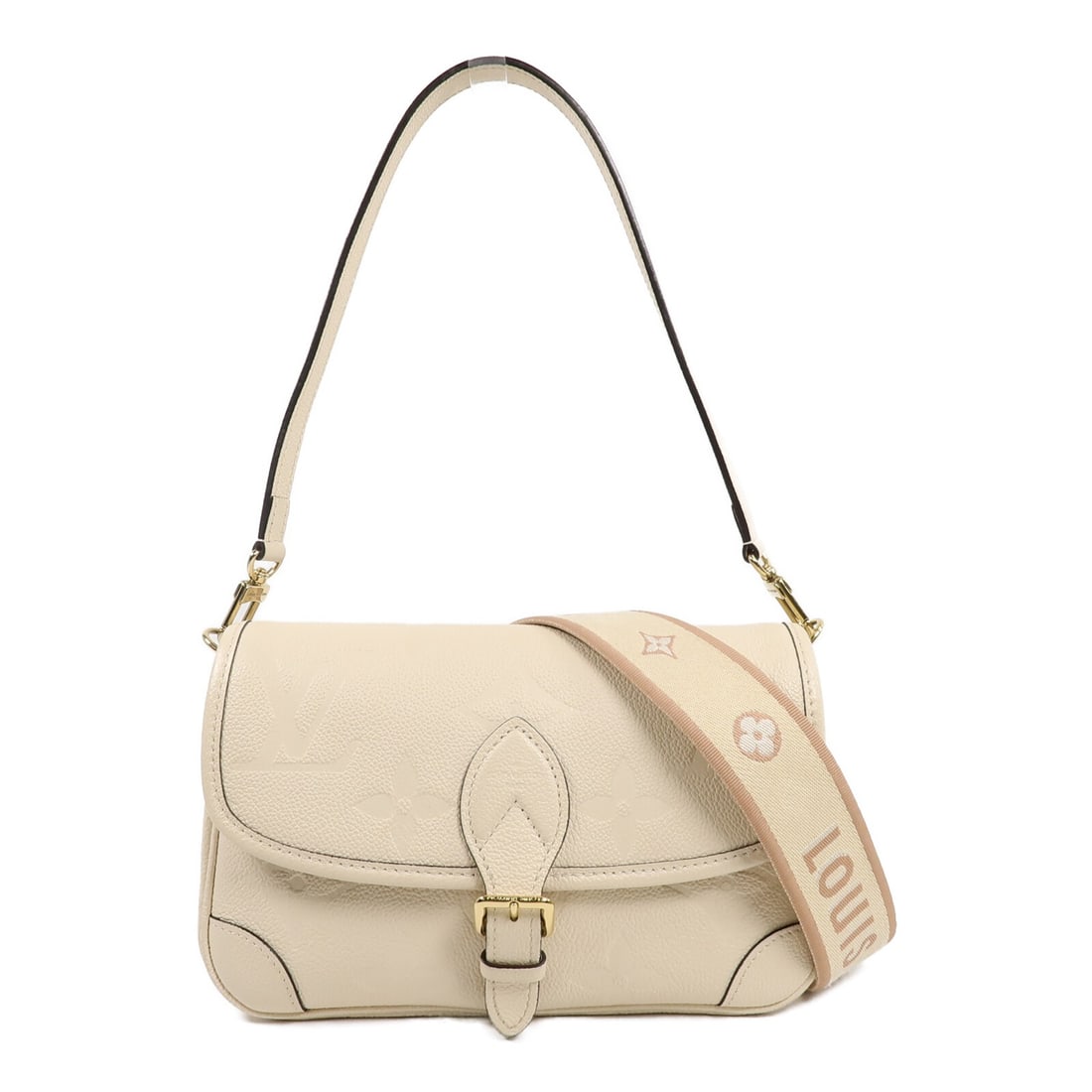 Louis Vuitton Diane M46388 2 Way Shoulder Bag Monogram Empreinte Beige: Louis Vuitton Diane M46388 2 Way Shoulder Bag Monogram Empreinte Beige Louis Vuitton Diane 2 Way Shoulder Bag in Beige/Creme Beige, model M46388, made from Monogram Empreinte and calfskin (cowhide). I