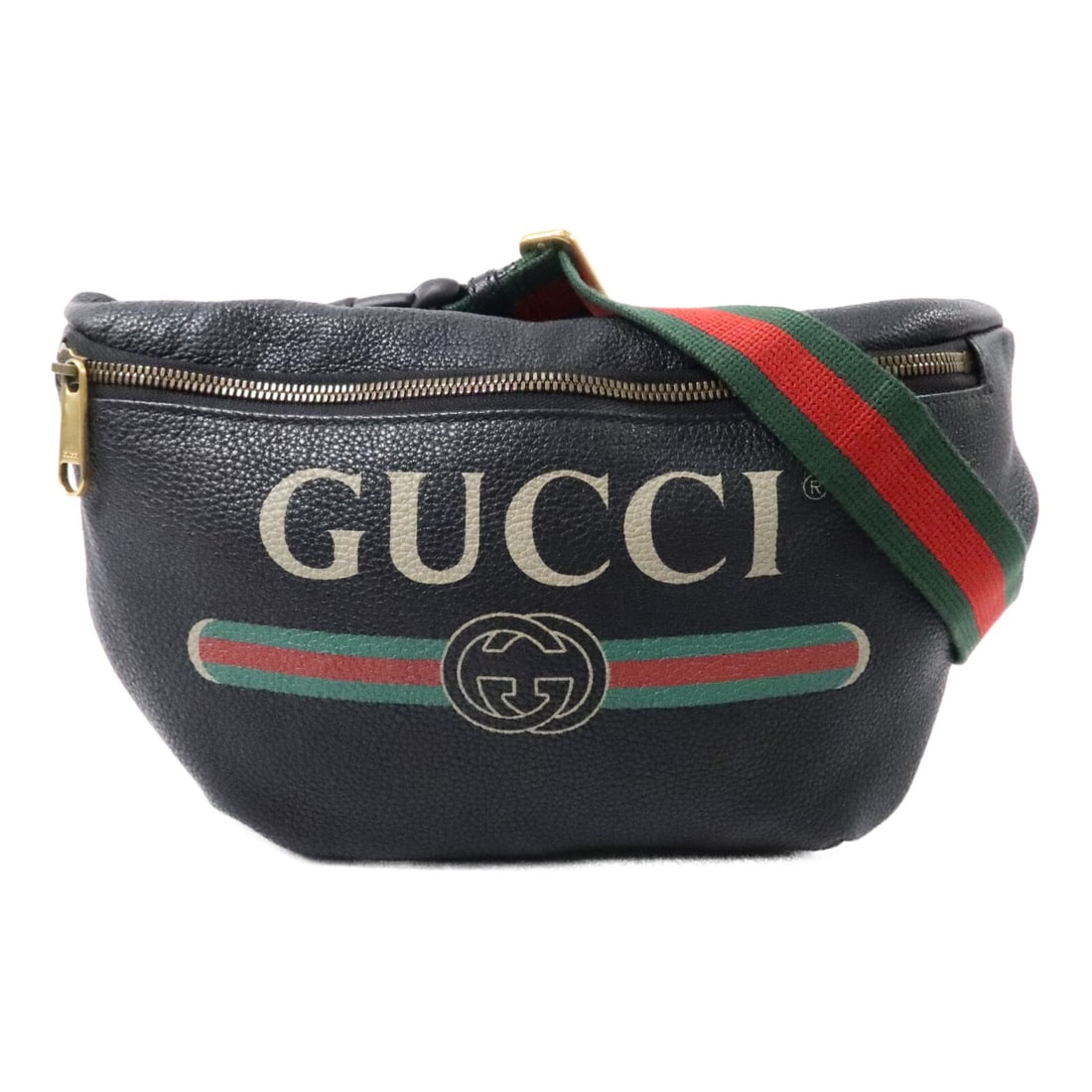 Black Calfskin Belt Bag Gucci GG 530412 with Gold Tone Hardware: Black Calfskin Belt Bag Gucci GG 530412 with Gold Tone Hardware Black GUCCI GG waist bag made from calfskin (cowhide) with GG hardware. It features one open interior pocket and adjustable shoulder str