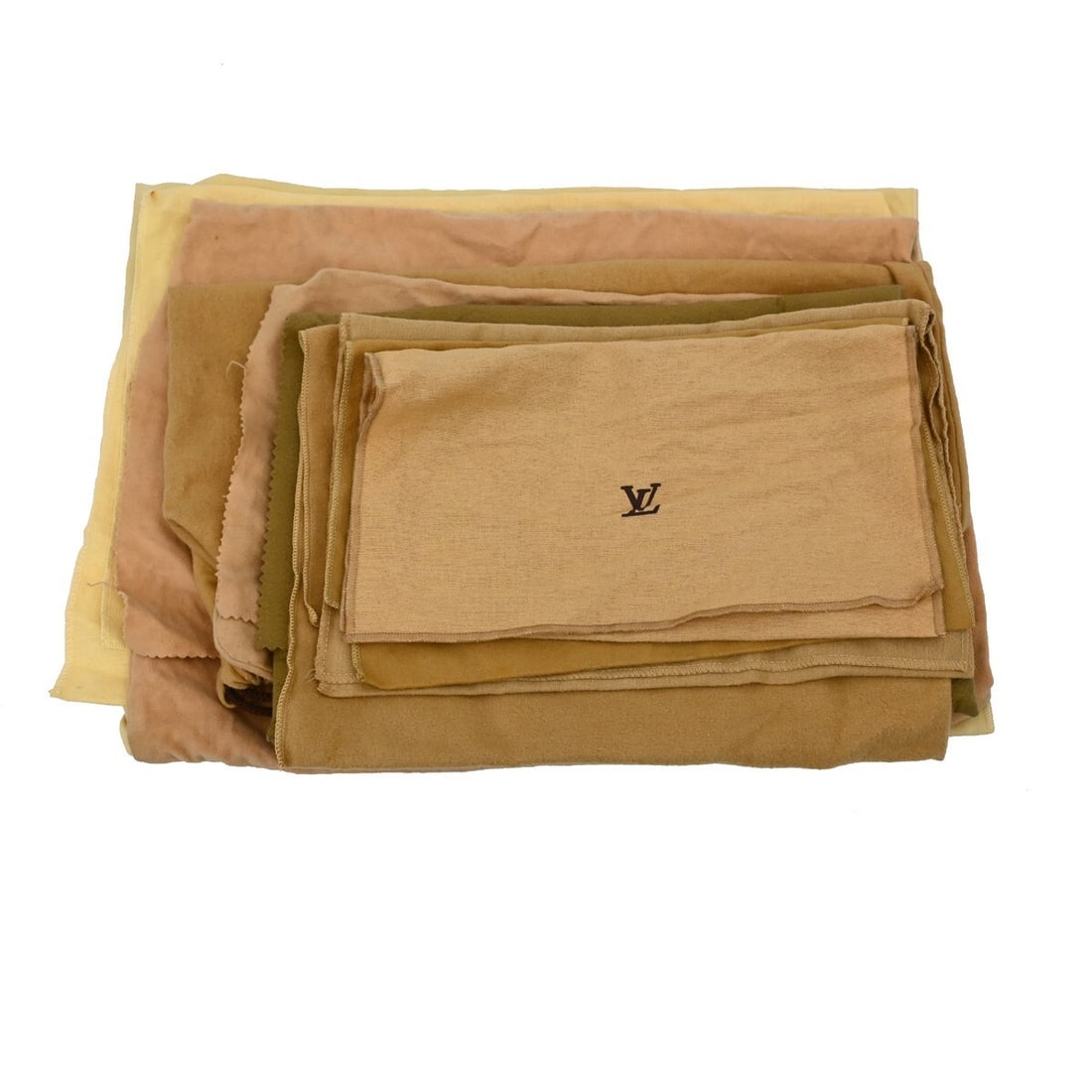 Set of 10 Louis Vuitton cotton dust bags in brown beige: Set of 10 Louis Vuitton cotton dust bags in brown beige Set of 10 authentic Louis Vuitton dust bags in brown and beige cotton. These unisex dust bags show overall signs of use with reasonable wear and