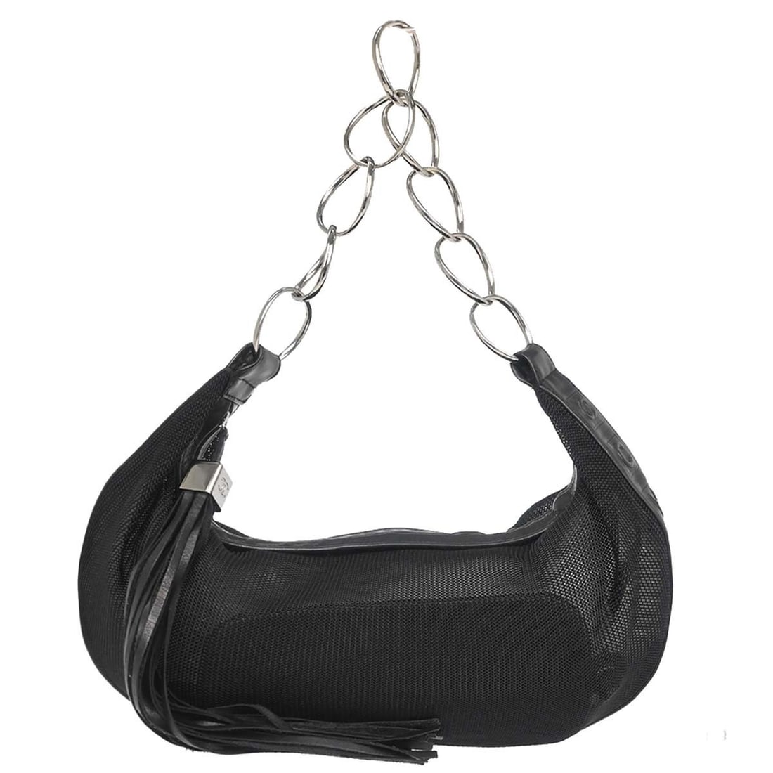 Chanel Black Nylon Hobo Bag with Pouch and Serial Sticker: Chanel Black Nylon Hobo Bag with Pouch and Serial Sticker Black Chanel hobo handbag in nylon with leather parts. The exterior is in very good condition with minor scuffs on the leather parts, while th