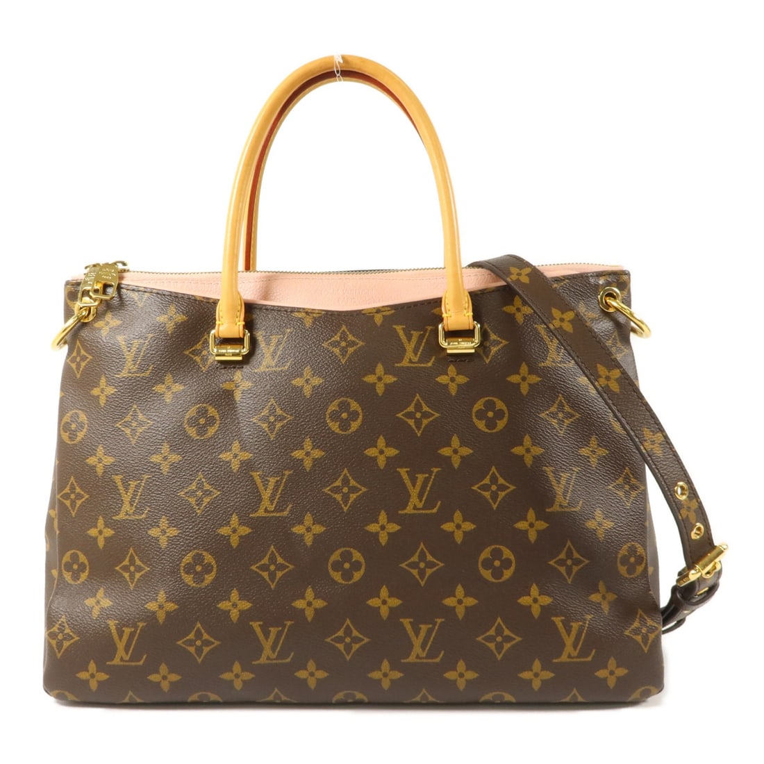 Louis Vuitton Pallas MM M40468 Monogram 2 Way Shoulder Bag: Louis Vuitton Pallas MM M40468 Monogram 2 Way Shoulder Bag A Louis Vuitton Pallas MM 2 Way Shoulder Bag in Monogram and brown PVC coated canvas, presented in very good AB condition. It features a brow