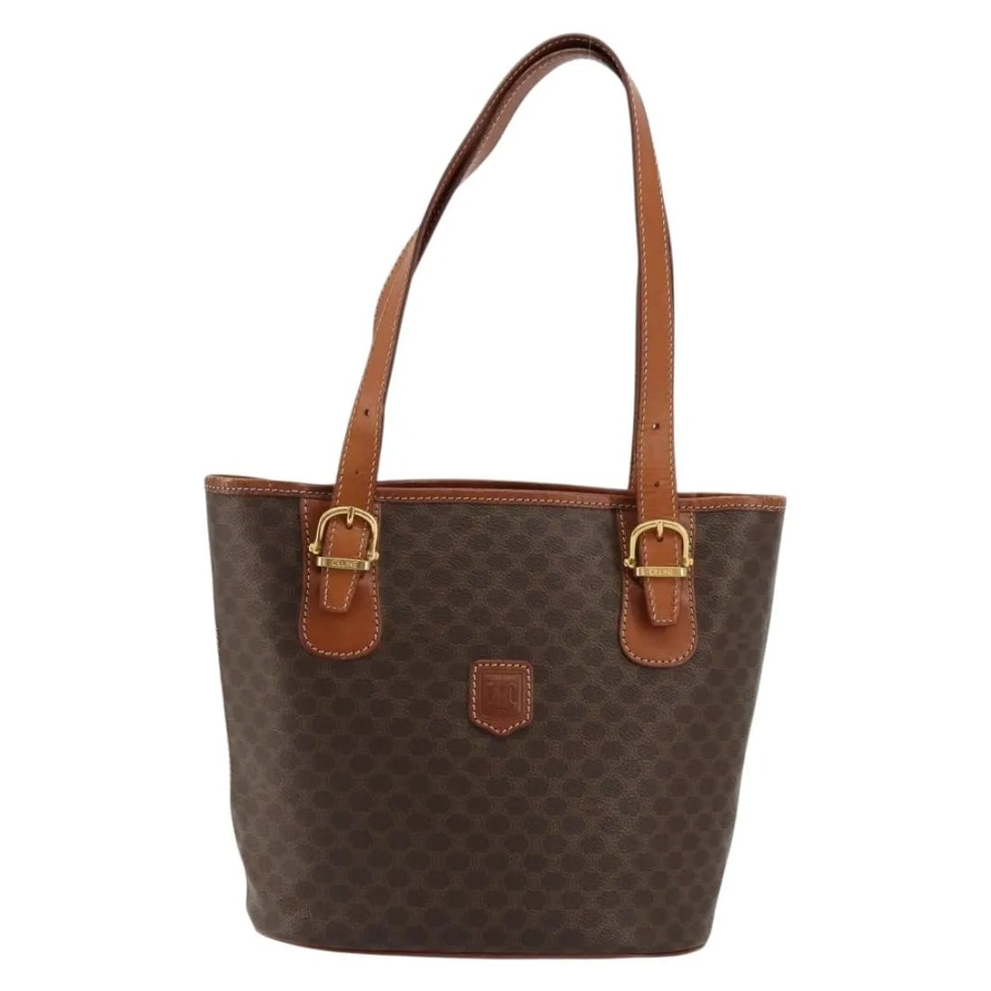 Celine Macadam Brown Canvas Tote 24cm x 24cm x 13cm: Celine Macadam Brown Canvas Tote 24cm x 24cm x 13cm This Celine Vintage Macadam Tote bag features the iconic brown canvas with leather trim, offering a classic and timeless look. Made in Italy, the ba