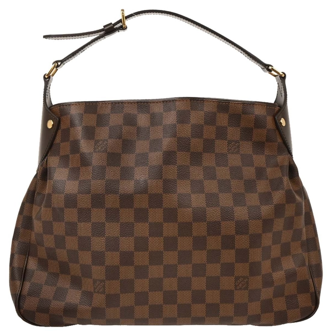 Louis Vuitton Reggia Brown Damier Canvas Top Handle Bag N63542: Louis Vuitton Reggia Brown Damier Canvas Top Handle Bag N63542 Louis Vuitton Reggia top handle handbag in brown Damier canvas and leather with a red lining. This women's bag features dual top handles 
