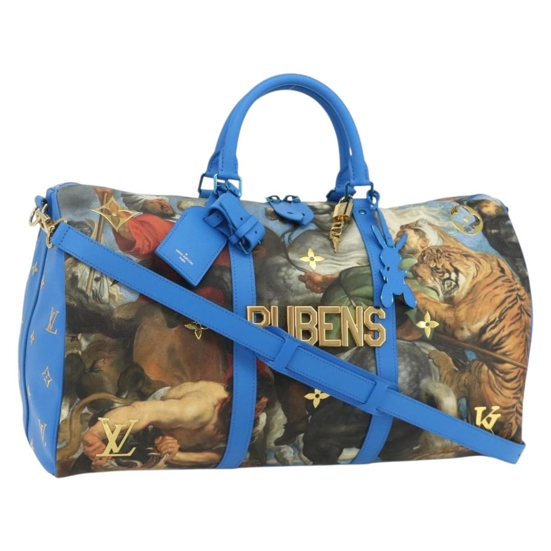 Louis Vuitton M43344 Keepall 50 Bandouliere Boston Bag Blue Monogram Canvas: Louis Vuitton M43344 Keepall 50 Bandouliere Boston Bag Blue Monogram Canvas Louis Vuitton Masters Collection Keepall Bandouliere 50 is a Boston bag in blue Monogram Canvas, made in France. It comes wi