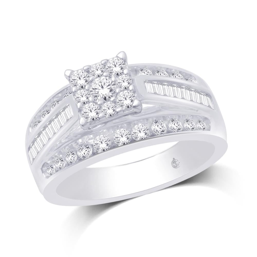 10K White Gold 1 Ct.Tw. Diamond Engagement Invisible Ring: 10K White Gold 1 Ct.Tw. Diamond Engagement Invisible Ring This Diamond Engagement Ring Crafted In 10K White Gold And Set With A Glittering Array Of Diamonds 1 Ct.Tw. 10k White Gold Stone Color: Gh Sto
