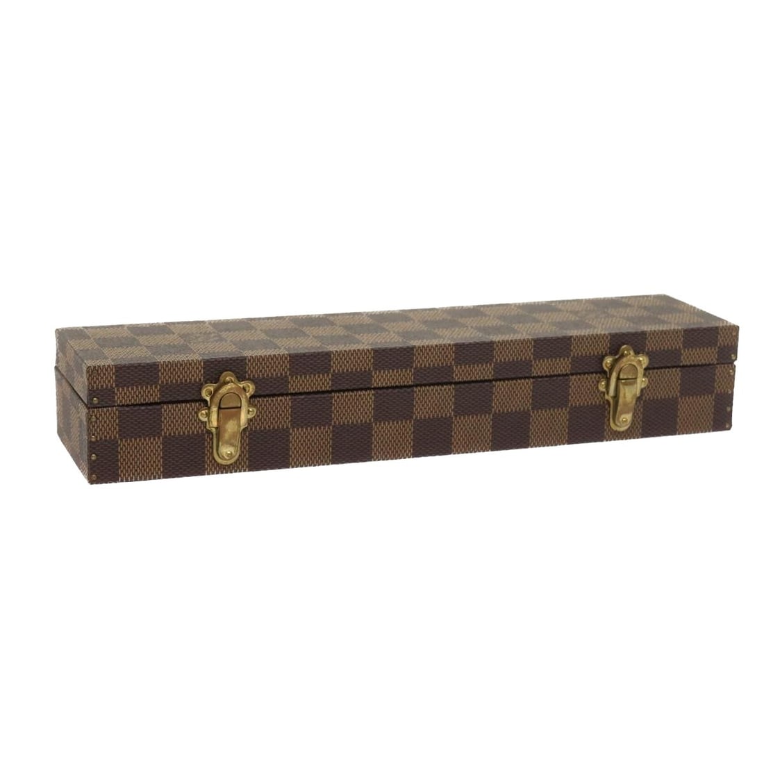 Louis Vuitton Damier Ebene canvas watch trunk with dust bag: Louis Vuitton Damier Ebene canvas watch trunk with dust bag This Louis Vuitton Damier Ebene watch case trunk is crafted from signature Damier Ebene canvas and designed in a classic trunk style. It fea