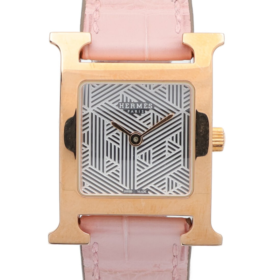 Hermes HH1202C H Watch Womens Quartz Wristwatch Gold Plated Silver: Hermes HH1202C H Watch Womens Quartz Wristwatch Gold Plated Silver Hermes H Watch Quartz Wristwatch, model HH1202C, designed for ladies. It features a silver dial and silver frame, with a gold plated 